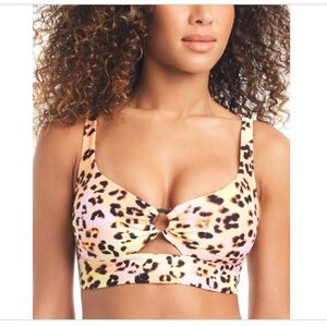 NWT Bar Iii Women's Animal-Print O-Ring Bikini Top, Multi